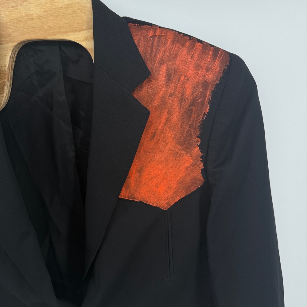 Pagano West Mens 48L Western Blazer Black Orange Hand Painted‎ Custom Sport Coat